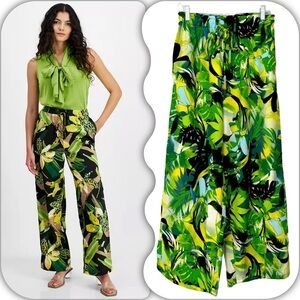 Live 4 Truth Vibrant Green and Black Floral Wide Leg Pants